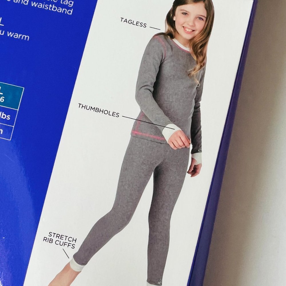 CUDDL DUDS Girls 2 Piece Thermal Set Long Sleeve Crew & Leggings NWT Size XL - Picture 4 of 7